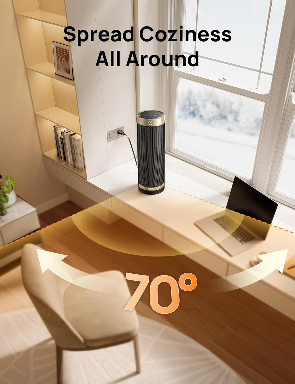 Space Heaters for Indoor Use with Thermostat, 1500W Electric Heaters | Fast Heating, Quiet Operation, 70°