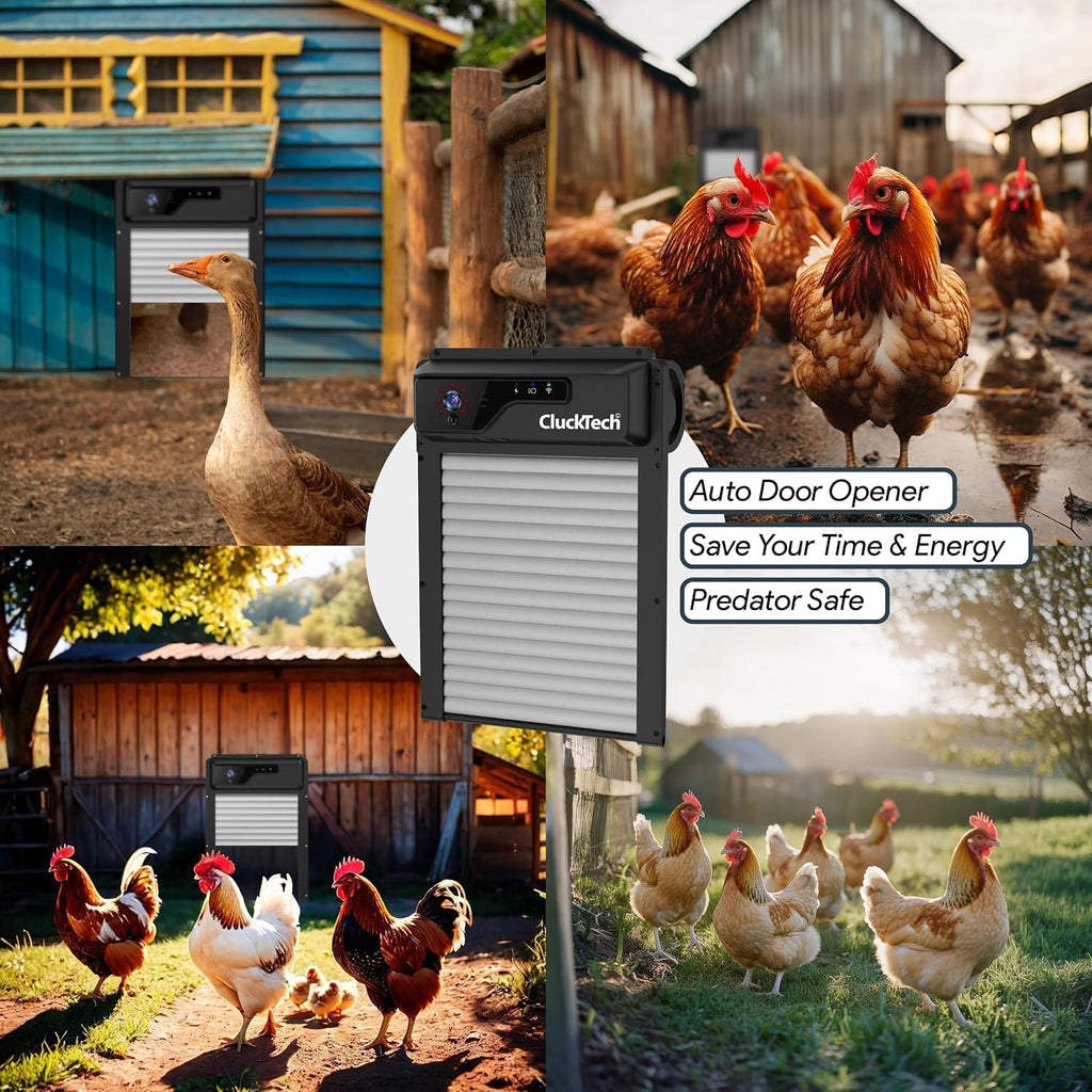 Automatic Chicken Coop Door with 1080p Camera - Solar Powered - 5000mAh Battery - App Remote Control and Opener with