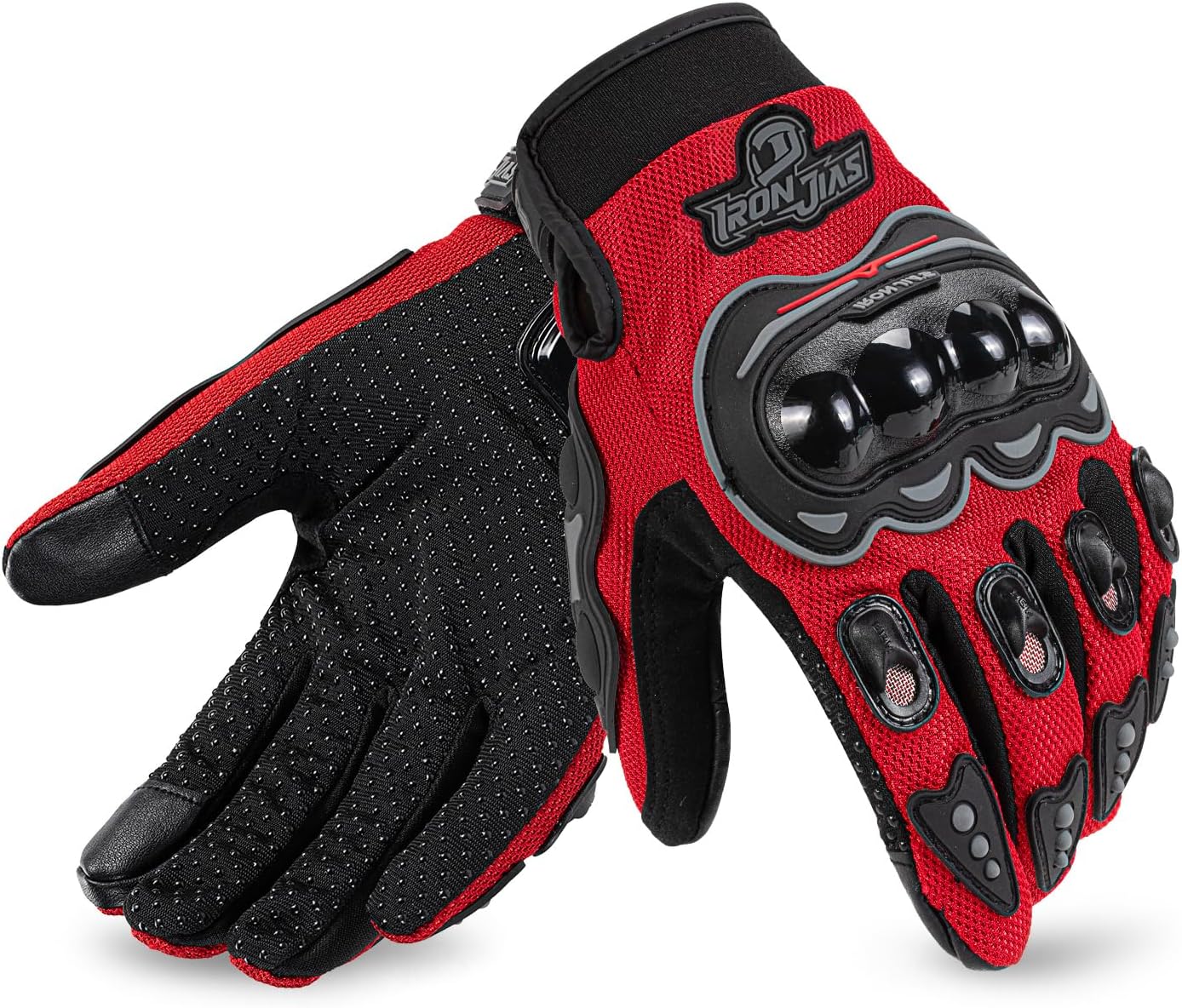 Motorcycle Gloves Motorbike Red Short Sports Leather Summer for Touch-Screen | Knuckle Protection, Breathable Mesh