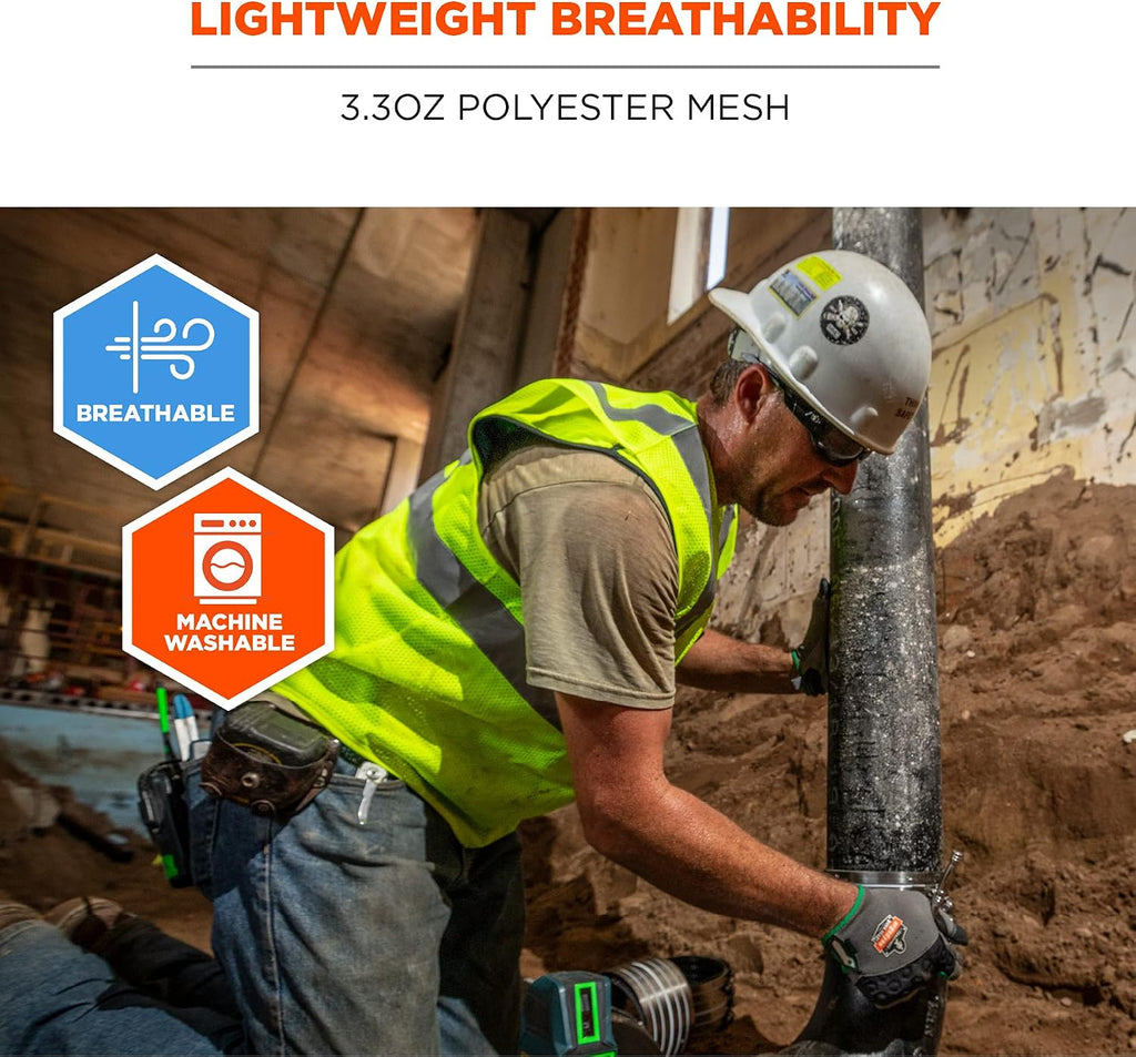 GloWear Economy High Visibility Reflective Safety Vest, Hook & Loop Closure