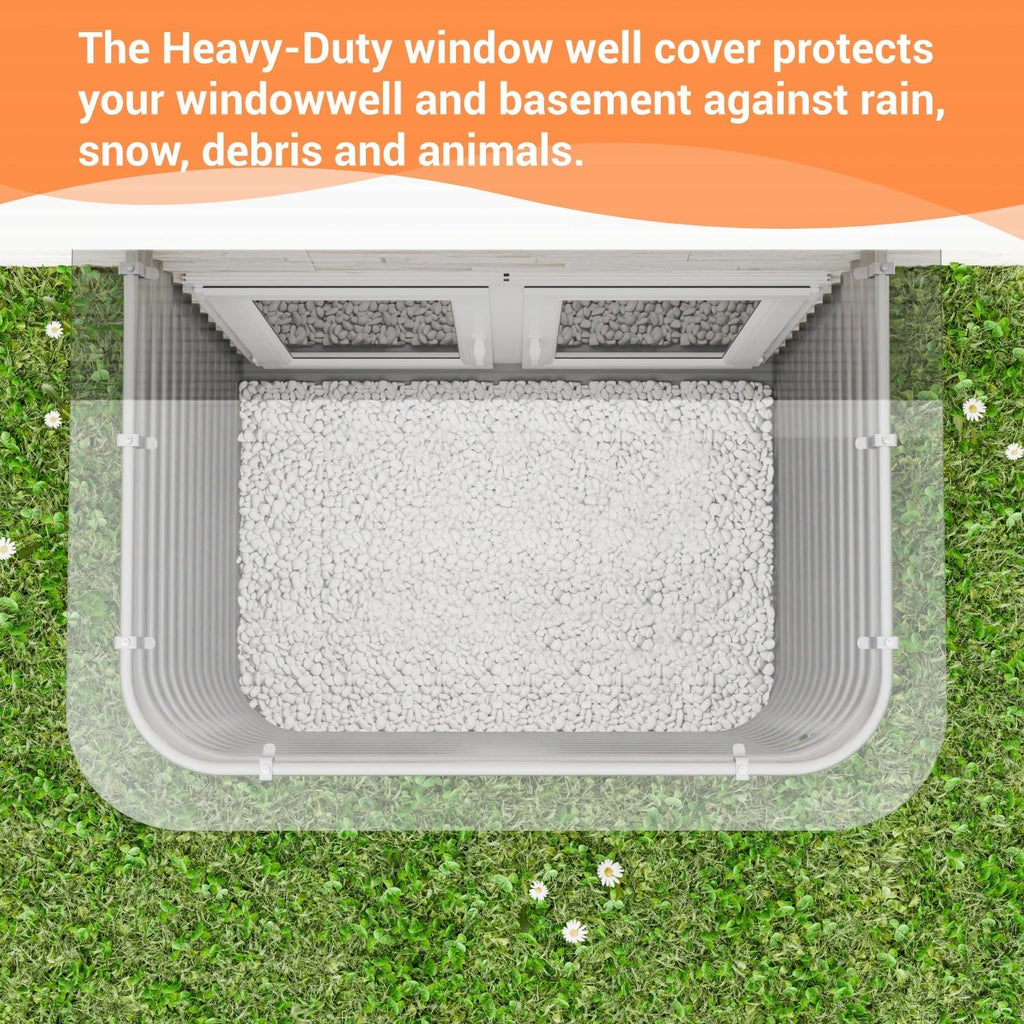Polycarbonate Window Well Cover Outside, Heavy-Duty Egress Basement Cover with Double UV Coating, Shields from