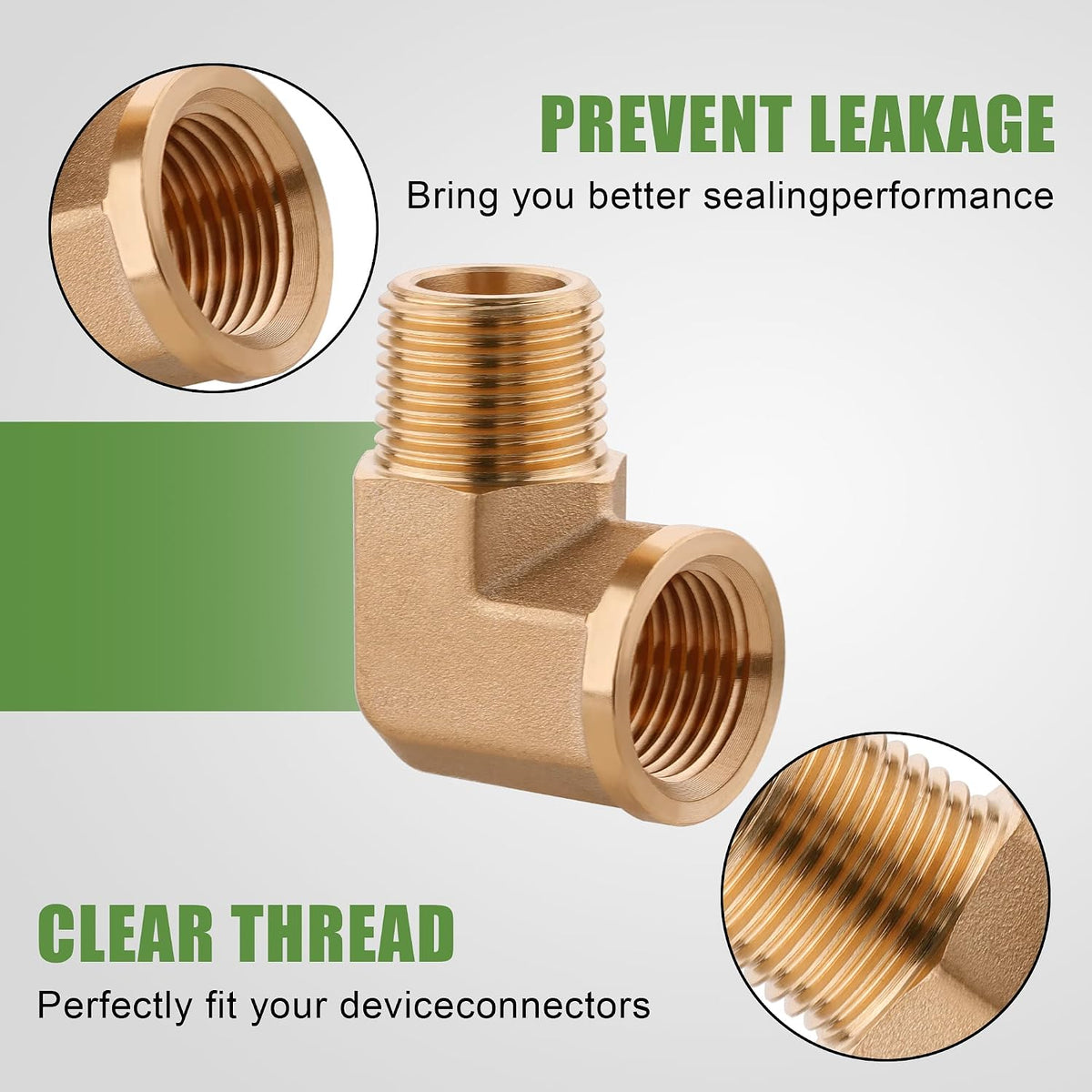 5Pcs Brass Pipe Fittings 90 Degree Street Elbow,1/2" x 1/2"