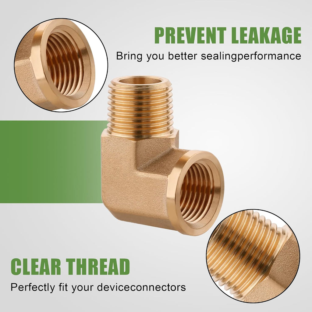 5Pcs Brass Pipe Fittings 90 Degree Street Elbow,1/4" x 1/4"