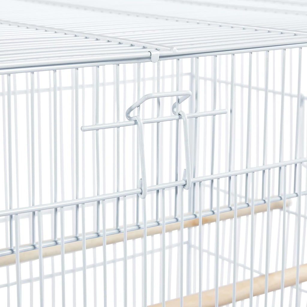30-inch Flight Bird Cage for Parrots Finches Budgies Cockatiels Parakeets Lovebirds Canaries with Slide-Out Tray, White