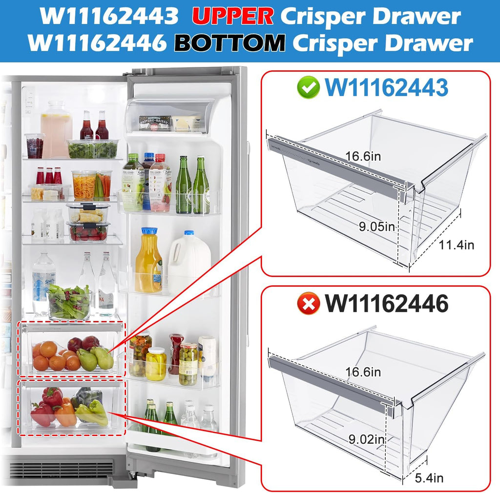 UPGRADED W11162443 Refrigerator Crisper Drawer For Whirlpool Crisper Drawer