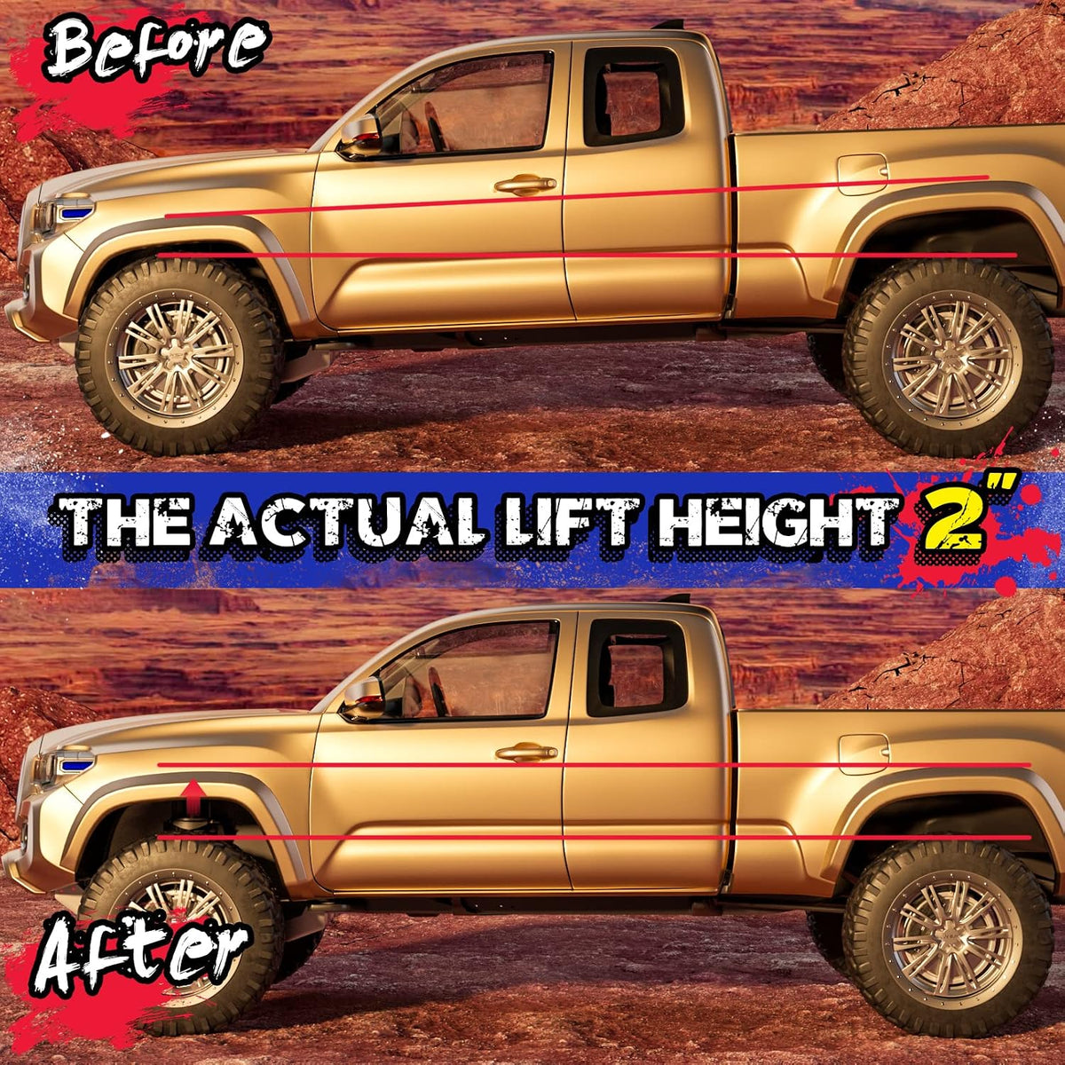 KSP 2" lift kits for Tacoma 2005-2023, Leveling Kit Lift Strut Spacers