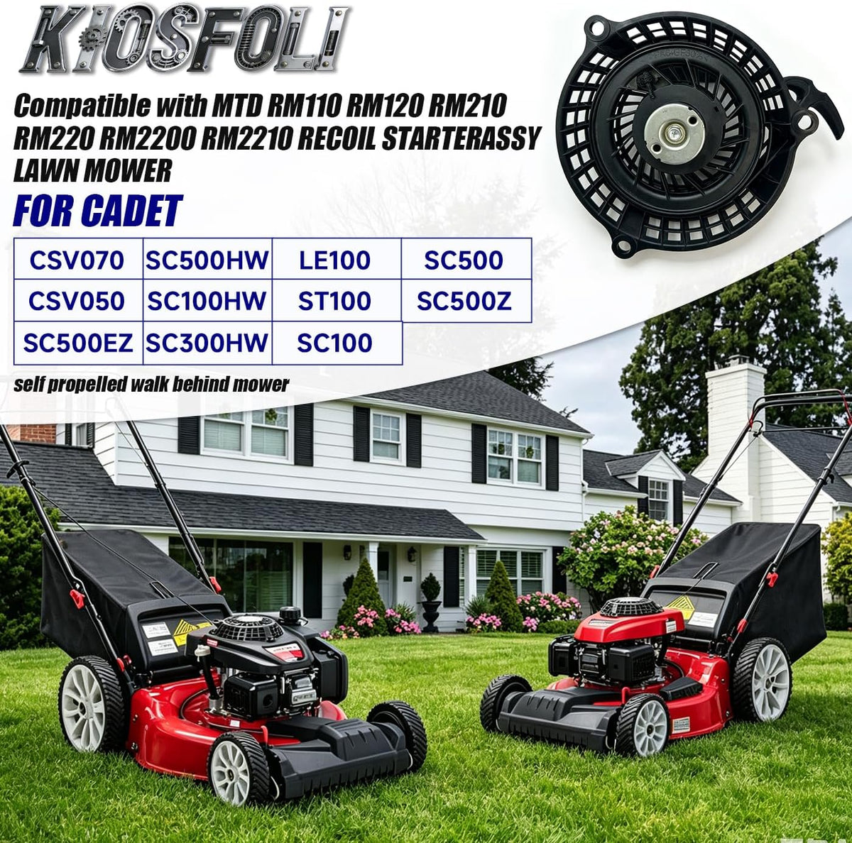 Pull Start Recoil Starter Assembly Compatible with MTD Cub Cadet