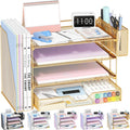Desk Organizers and Accessories, 4-Tier Office Desk Accessories & Workspace Organizers with Drawer and Pen Holder