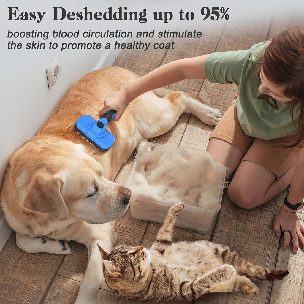 Self Cleaning Slicker Brush - Skin Friendly Deshedding Grooming Tool for Dogs & Cats, Suitable for Shedding & Haired