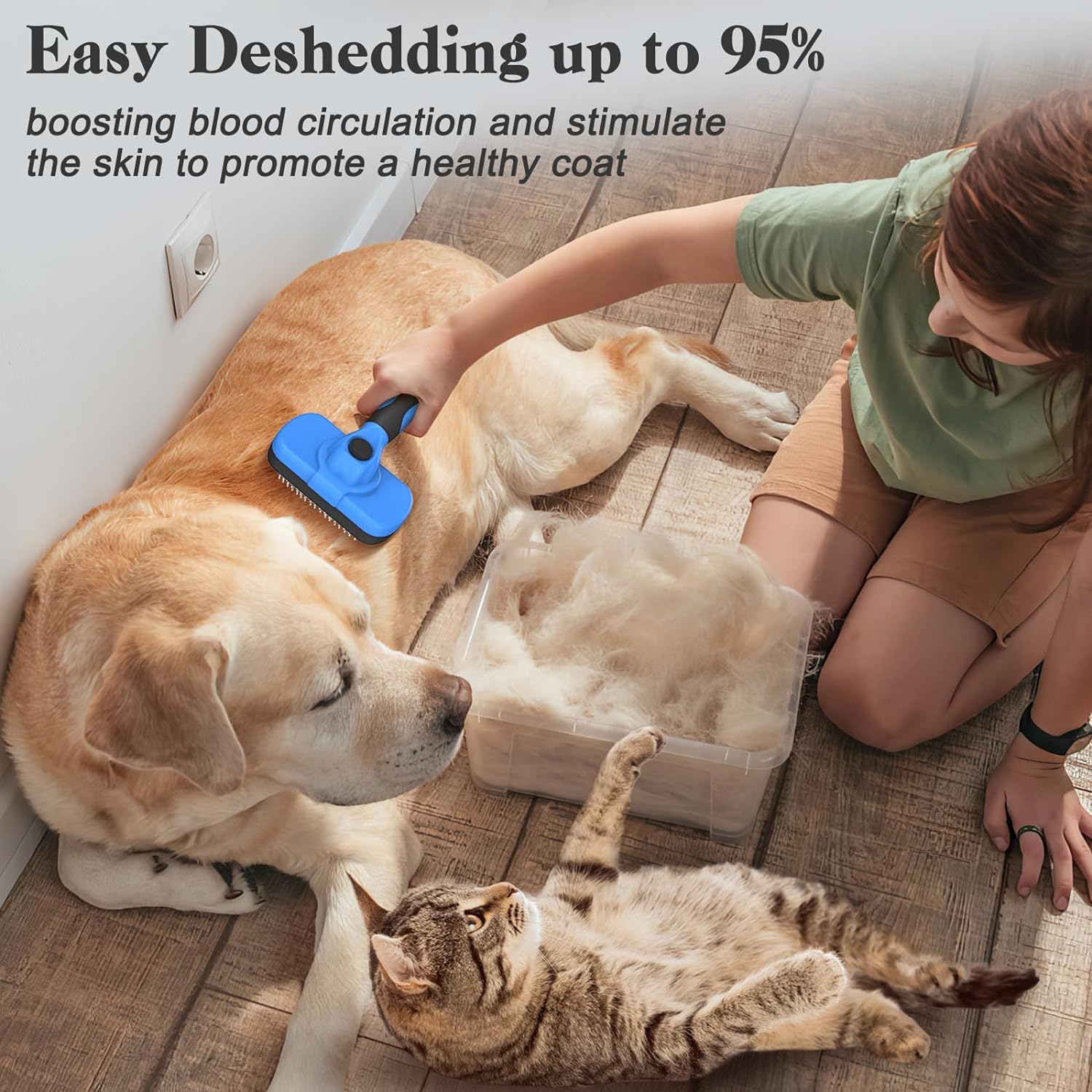 Self Cleaning Slicker Brush - Skin Friendly Deshedding Grooming Tool for Dogs & Cats, Suitable for Shedding & Haired