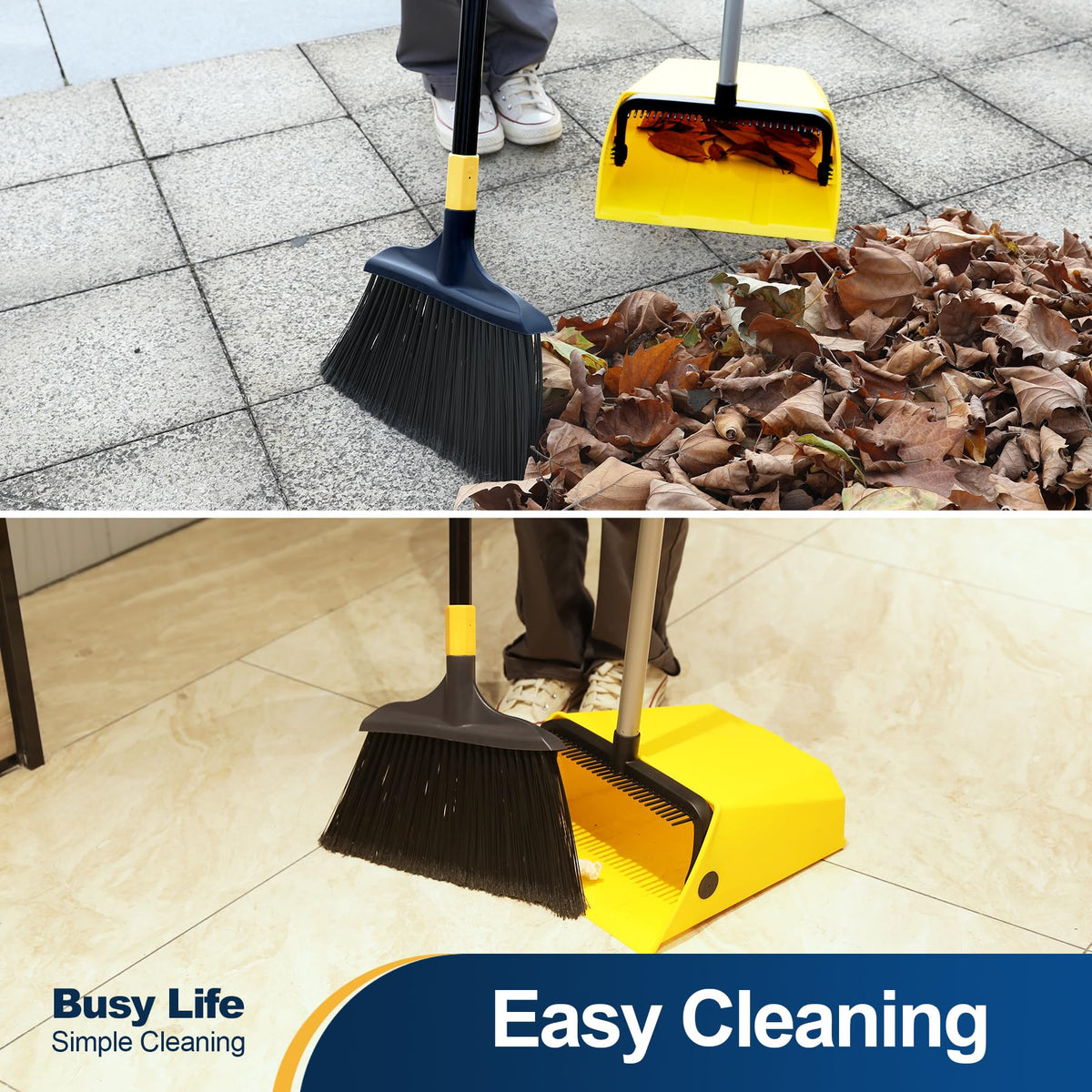 Large Commercial Dustpan with Comb, Upright Heavy Duty Dust Pan