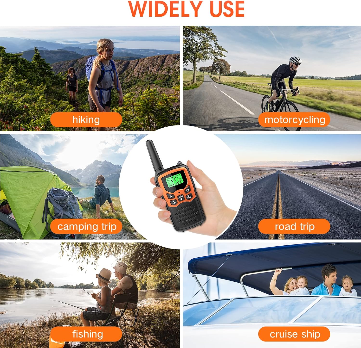 Walkie Talkies, MOICO Long Range Walkie Talkies for Adults with 22 FRS Channels, Family Walkie Talkie with LED