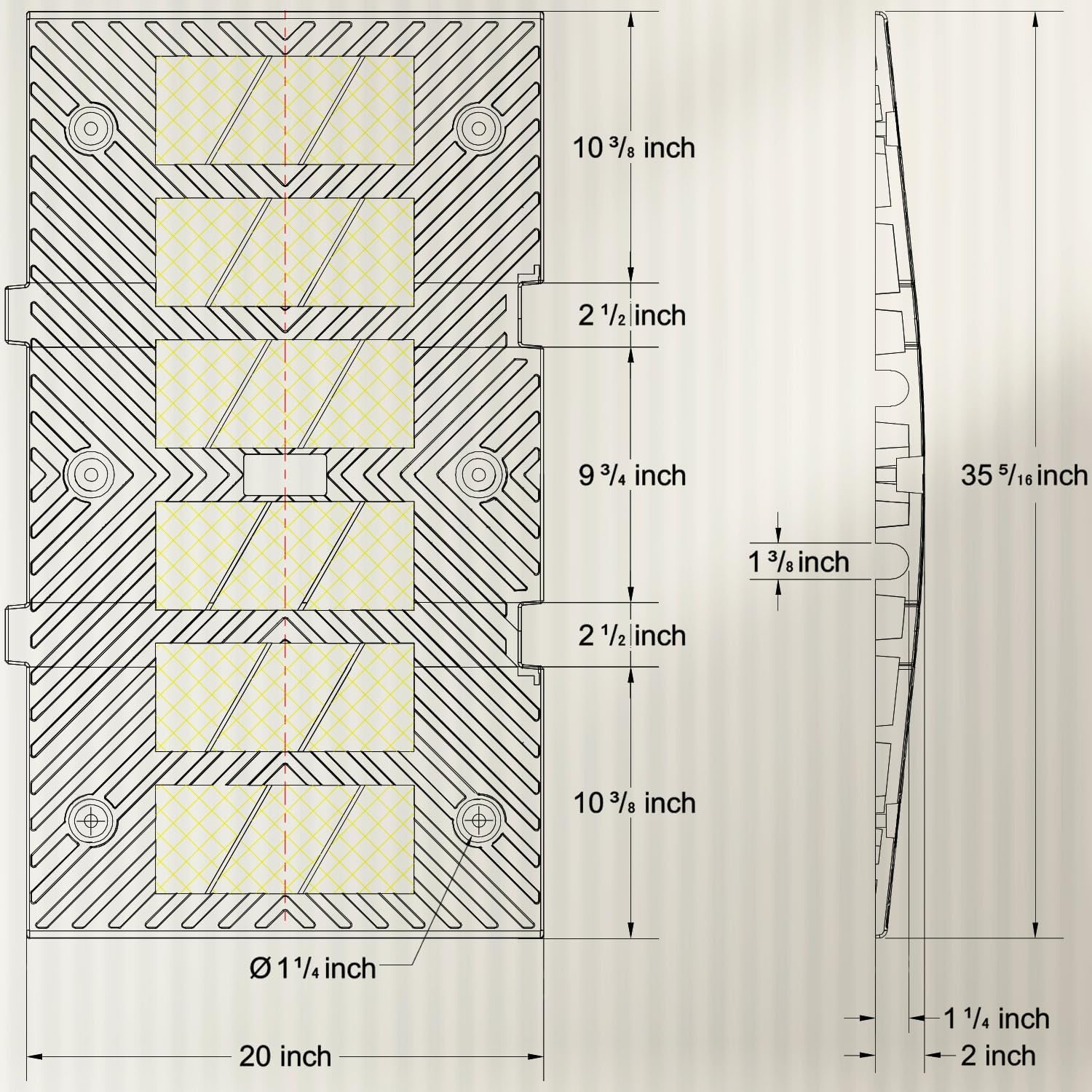 35" inch Width Speed Humps Rubber Speed Bumps for Saftey Combinable High Visibility Durable Ramps, Garage Speed Bump