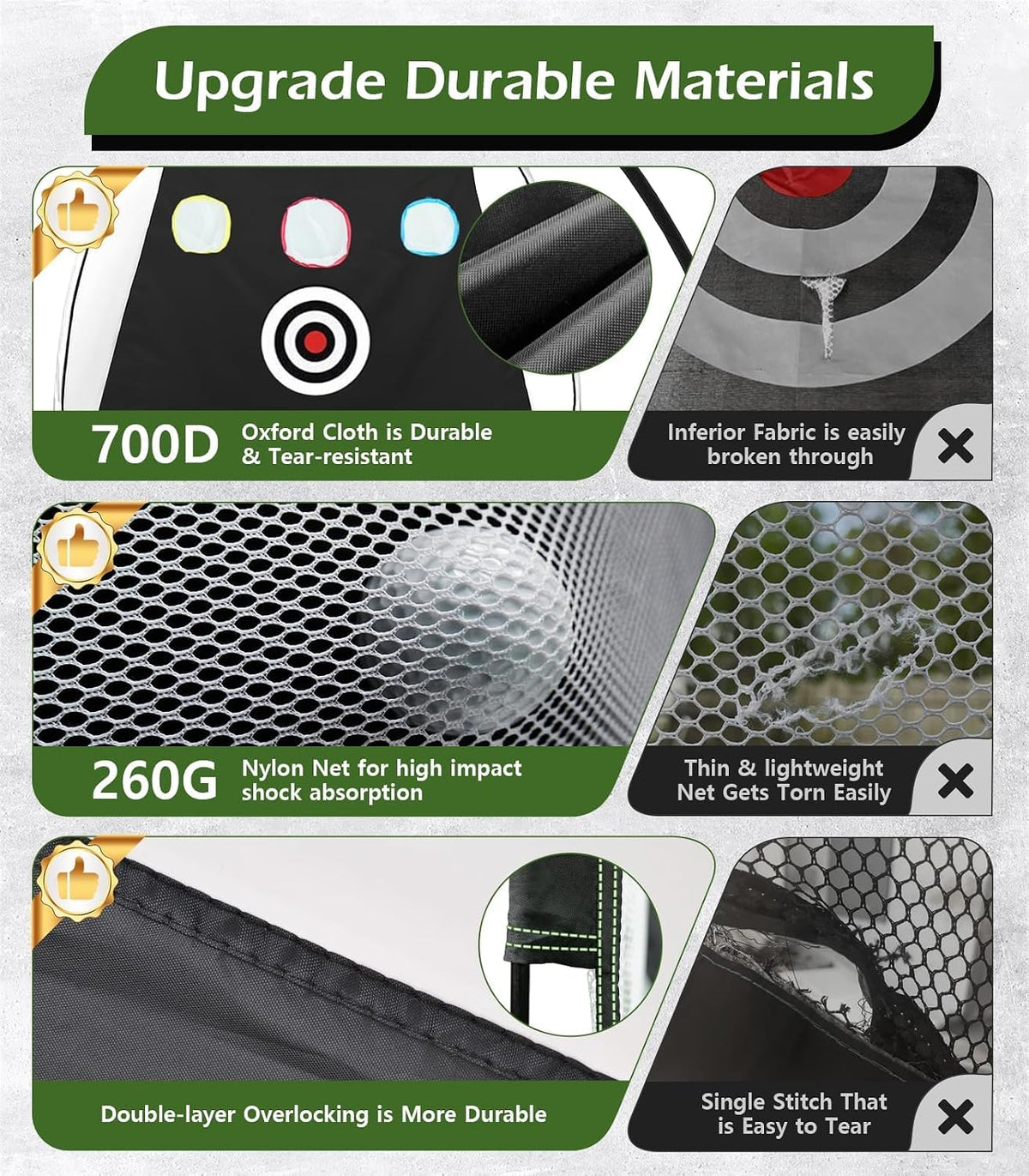 Golf Net, 10x7FT Home Golf Hitting Aids Equipment with Foldable Tri-Turf Mat for Backyard Driving Chipping Swing with