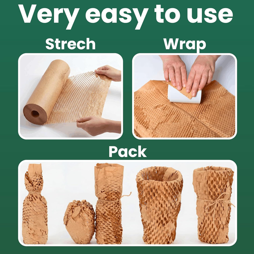Honeycomb Packing Paper 12" x 230ft Roll, Expandable Bubble Cushioning Wrap for Packing & Moving, Packaging Supplies