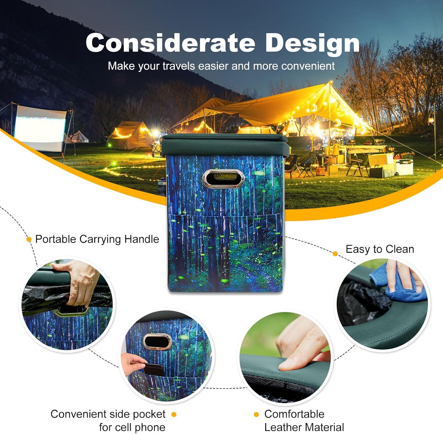 XL Portable Camping Toilet for Adults,Lightweight Folding Potty | Lightweight&Compact Potty with Lid for Adults and