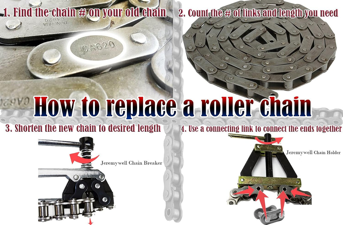 Jeremywell 80-2R Double Strand Duplex Roller Chain 10 Feet with 1 Connecting Link