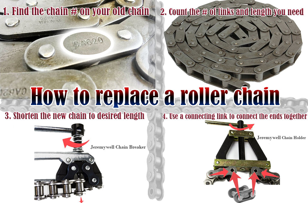 Jeremywell Roller Chain Tools Kit for Chain Size #100-180 Holder/Puller+ Breaker/Cutter
