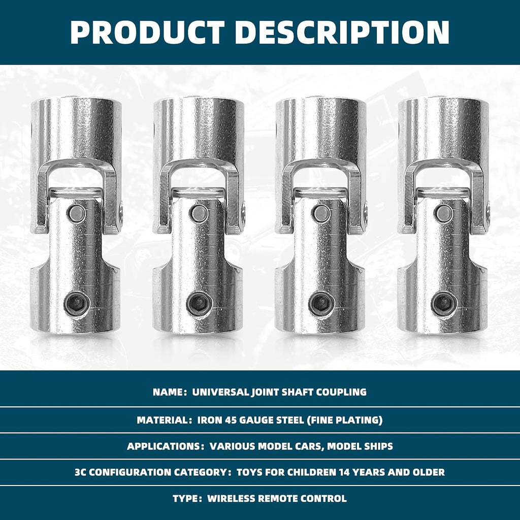 4 Pcs 8mm to 8mm Universal Joint Shaft Coupling