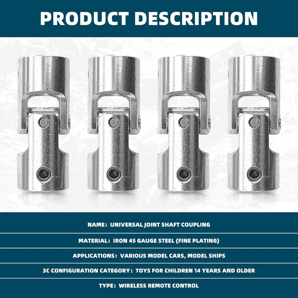 4 Pcs 8mm to 8mm Universal Joint Shaft Coupling