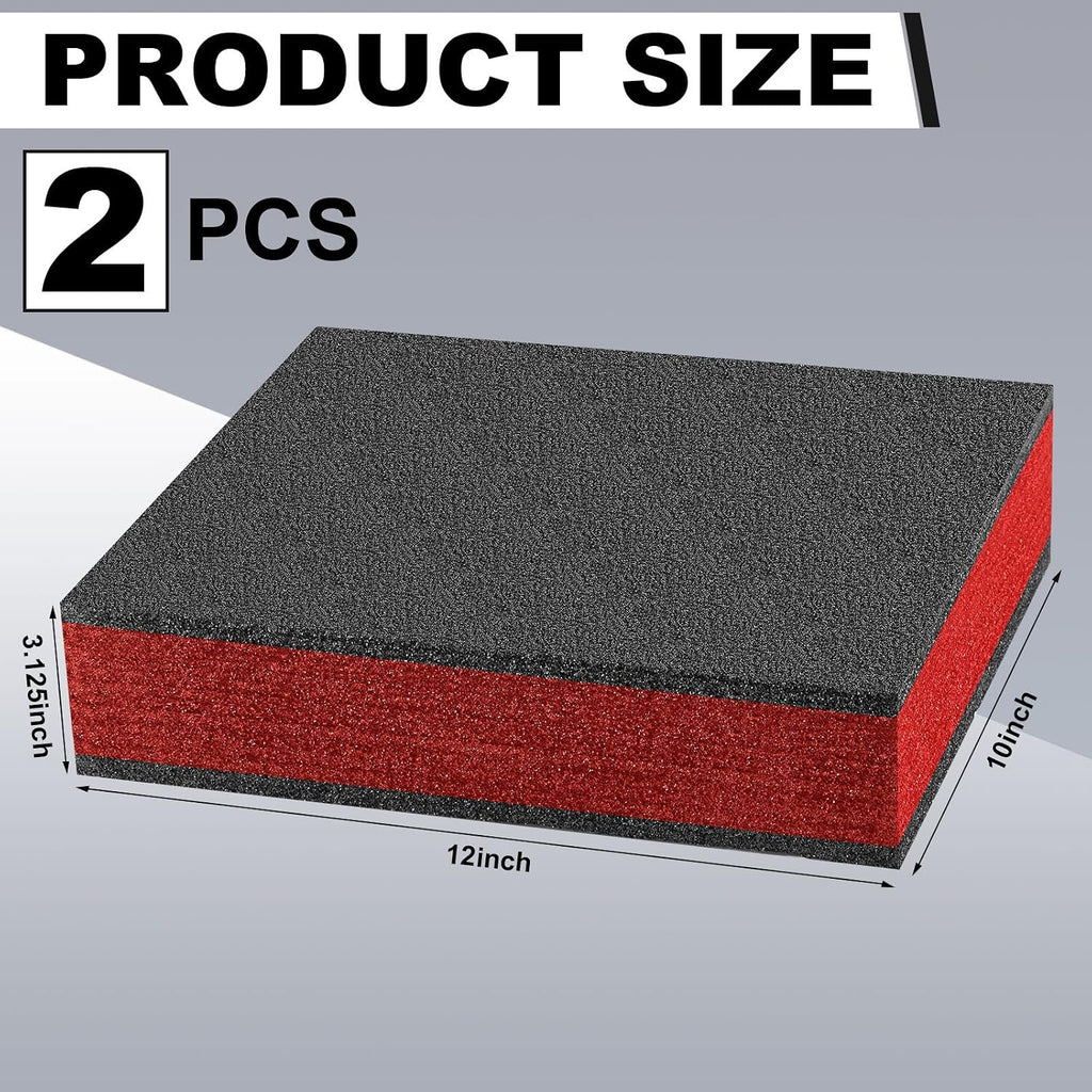 2 Pcs Polyethylene Foam Insert, 12" X 10" X 3.15, Red and Black
