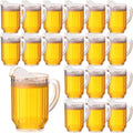 16 Pack Mini Clear Plastic Pitchers Bulk with Handle and Spout 32 oz