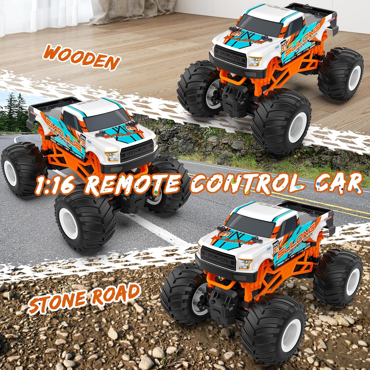 Remote Control Car, 1:16 Scale RC Monster Truck for Boys, 2.4 GHz All Terrain RC Cars for Boys Girls 4-7 8-12, 20