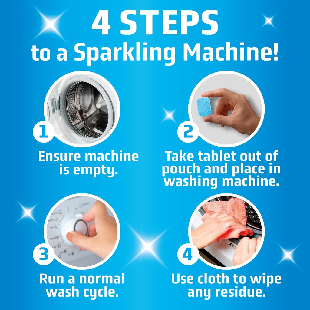 Washing Machine Cleaner Tablets 24 Pack - 1 Year Supply, Septic Safe Washing Machine Cleaning Tablets, Washer Cleaner