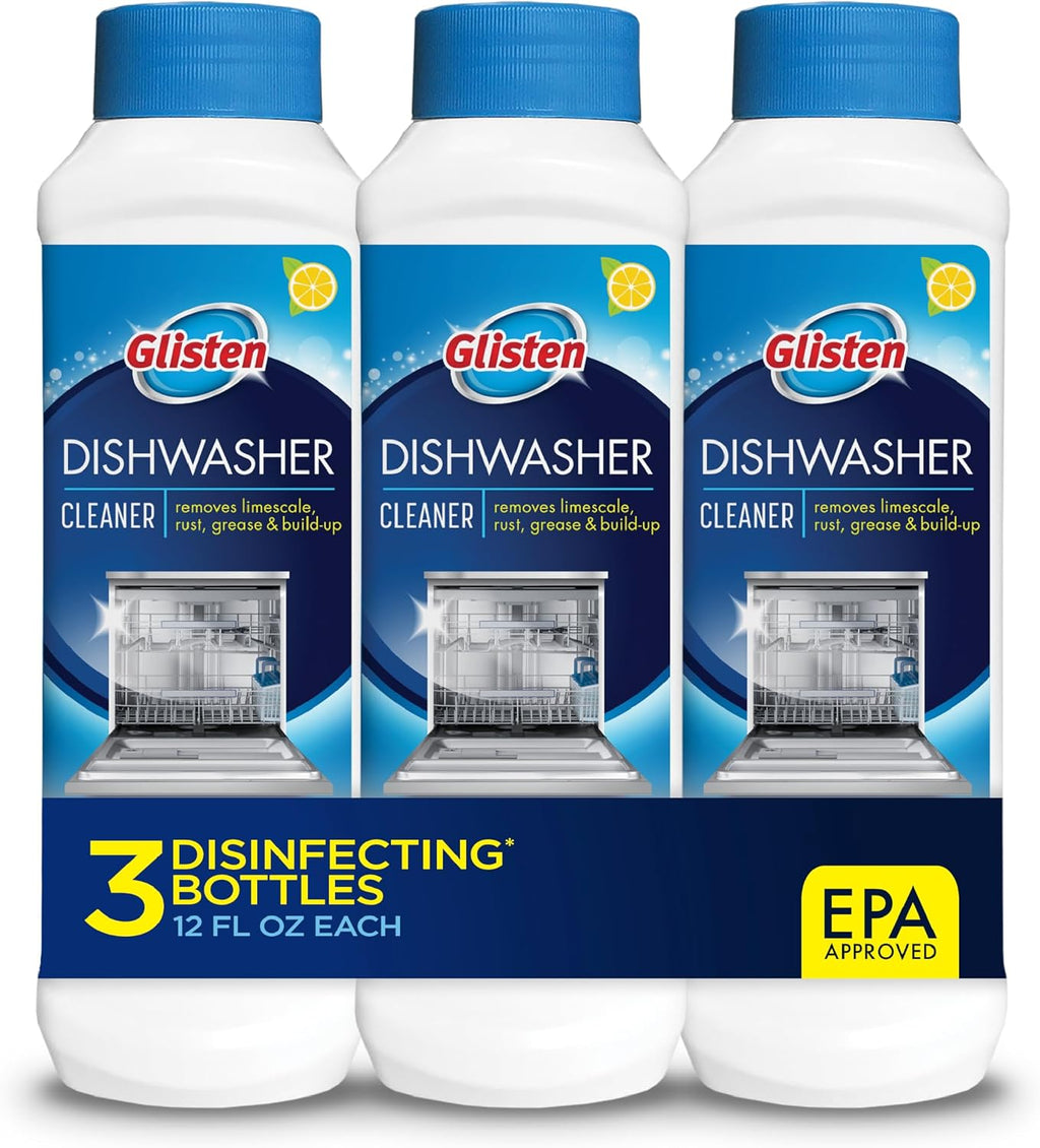 Dishwasher Cleaner, Lemon Scent Deodorizer Liquid, 12 oz, 3-Pack