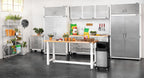 UltraHD Heavy Duty Rolling Cabinet Workbench Table w/Solid Wood Top, Workstation for Garage, Office, Workshop, White