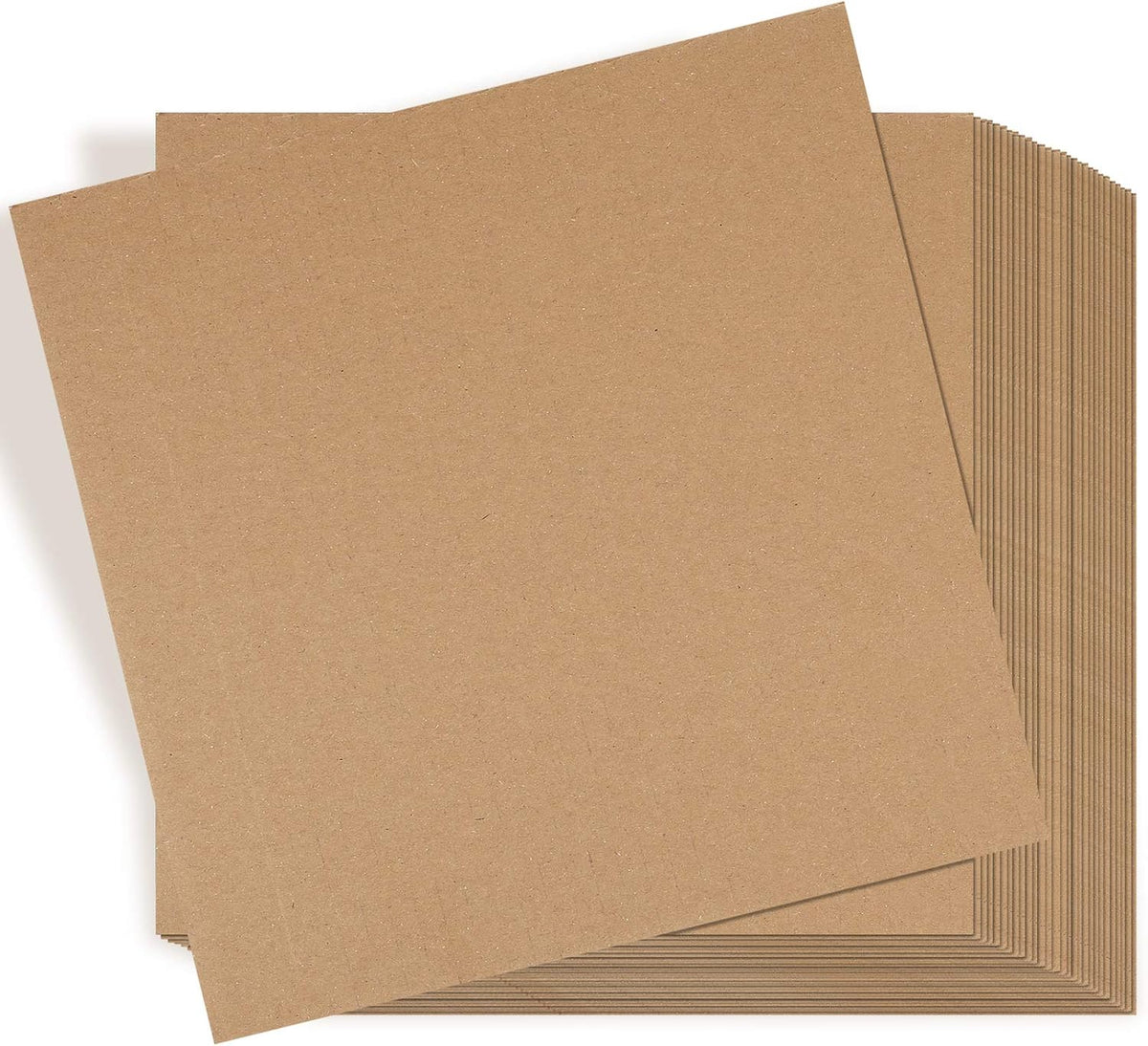 50 Pack Corrugated Cardboard Sheets, 3 mm Flat, 12 x 12 Inch, Brown