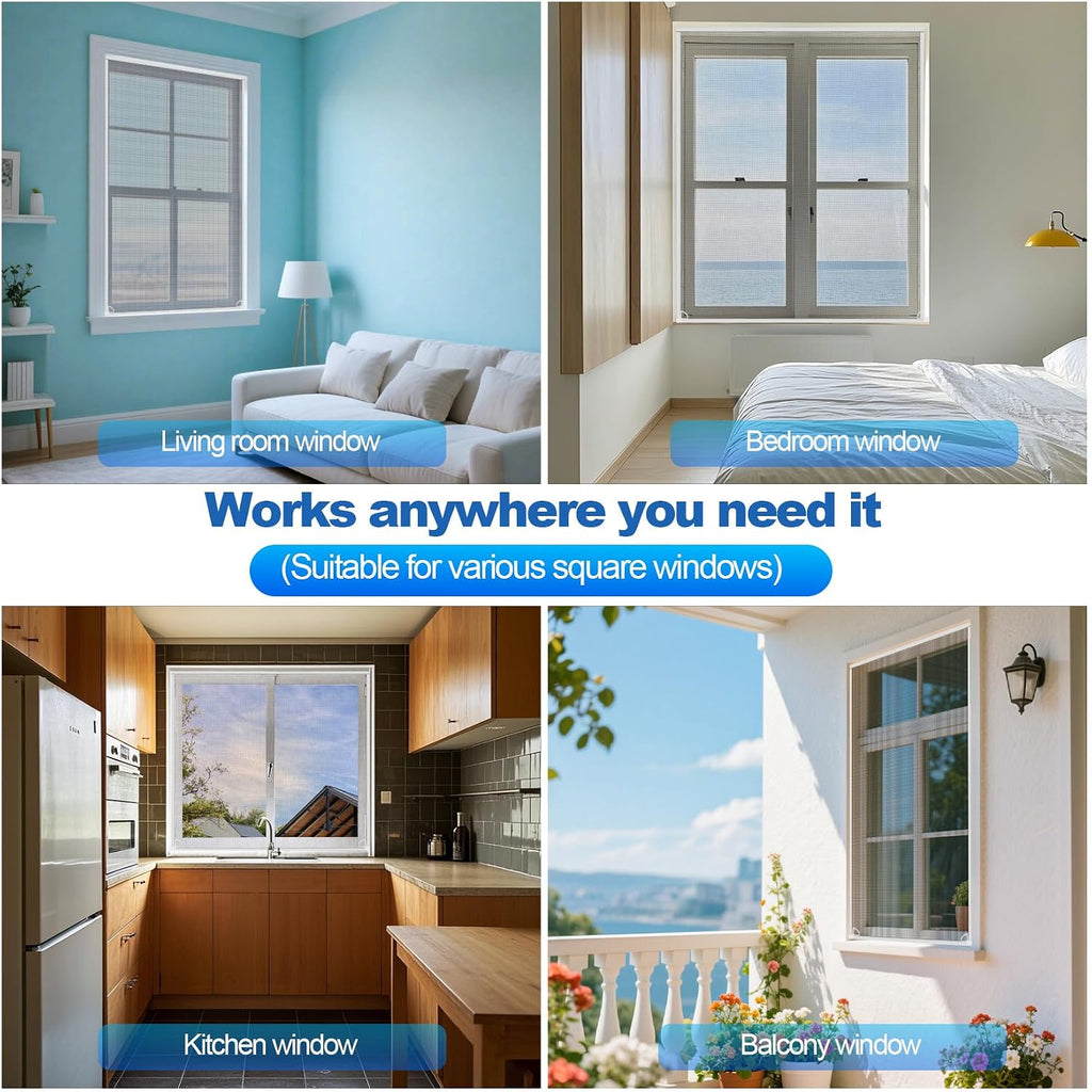 Window Screen Frame Kit 48inX48in Fiberglass Window Screen Replacement Kit Includes Full Set of Tools Suitable for