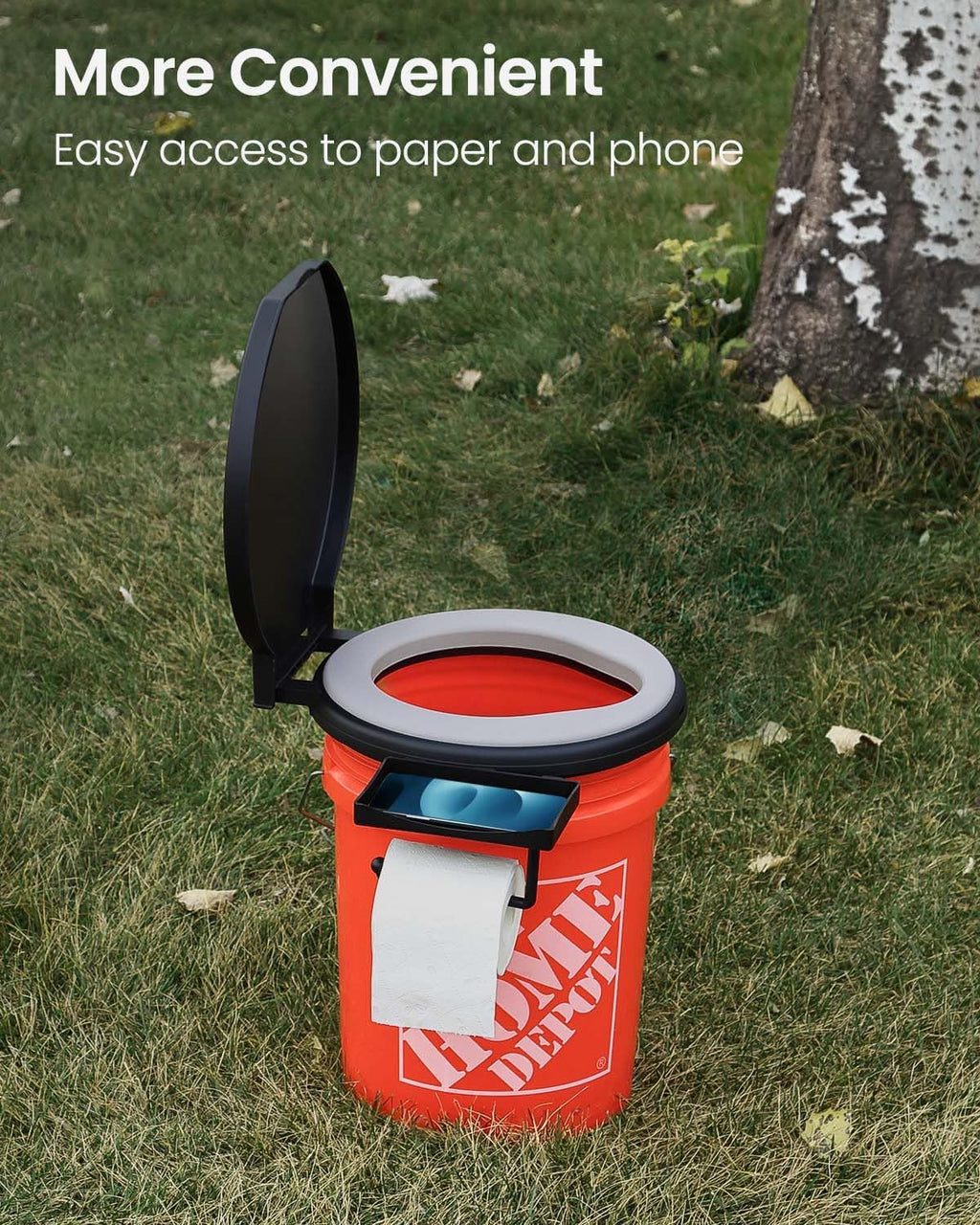Portable Toilet with Soft Cushion, 5 Gallon Rotatable Lid, Adults and Kids Camping Toilet Seat for 5 Gal Bucket