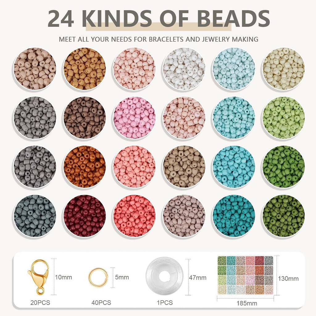 3mm Seed Beads for Jewelry Making Bracelet Making Kit Adults | 24 Colors glass bead | Bead kit for girls adults |