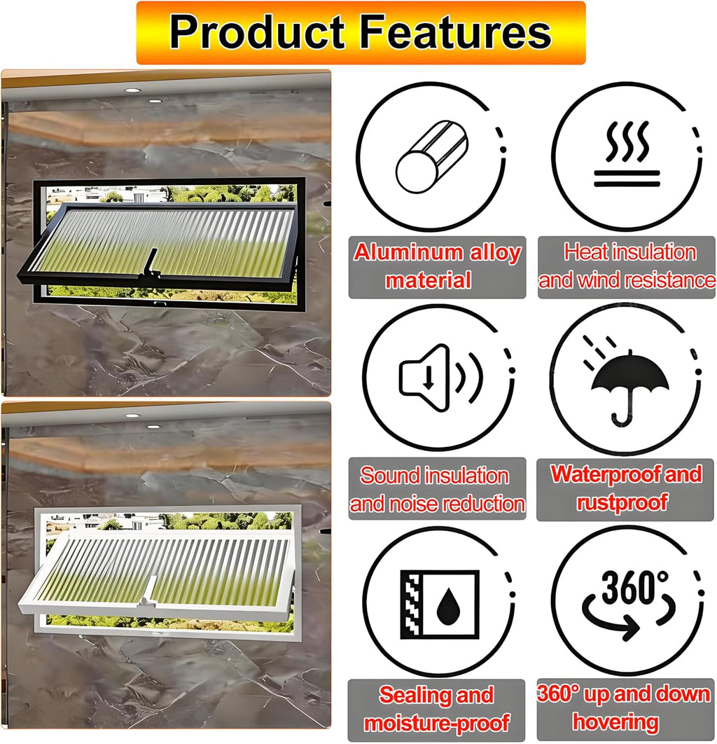 28x20 Basement Window with Tempered Glass, Adjustable Ventilation Windows, 360 Degree Rotation Home Replacement