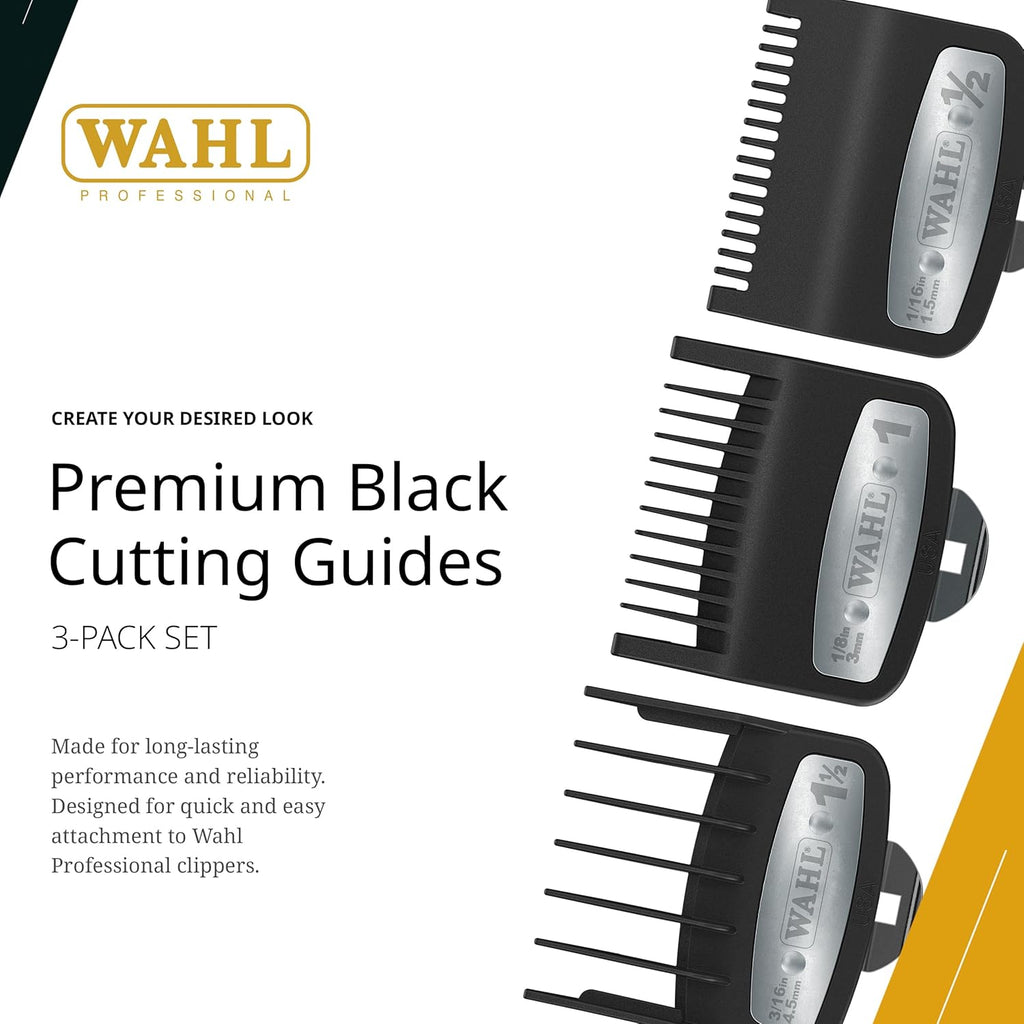 Wahl Professional 3 Pack Premium Attachments, Secure-Fit, Model 03354-5001 | Clipper Guard Set Includes 1/2, 1 &