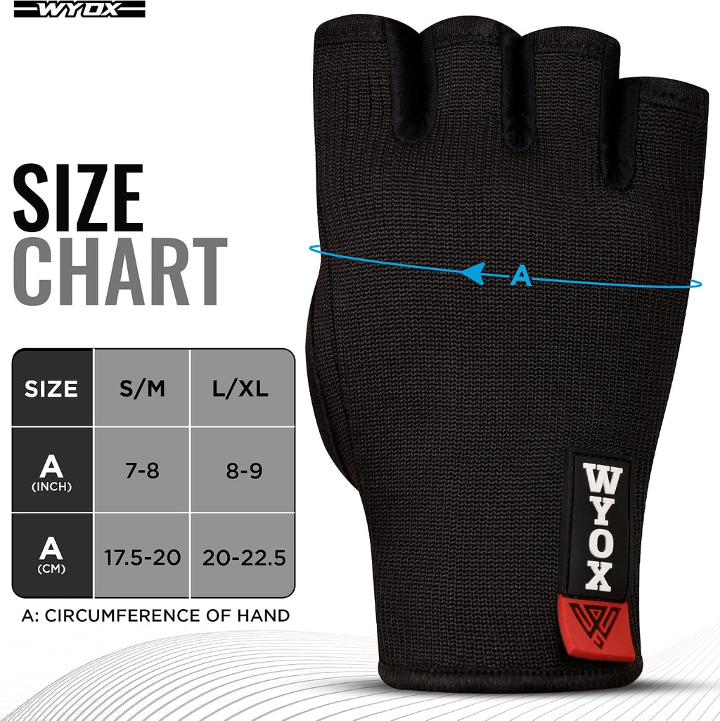 Inner Glove Hand Wraps for Boxing & Kickboxing — Elasticated Wrist Support, Knuckle Protection for Muay Thai, MMA