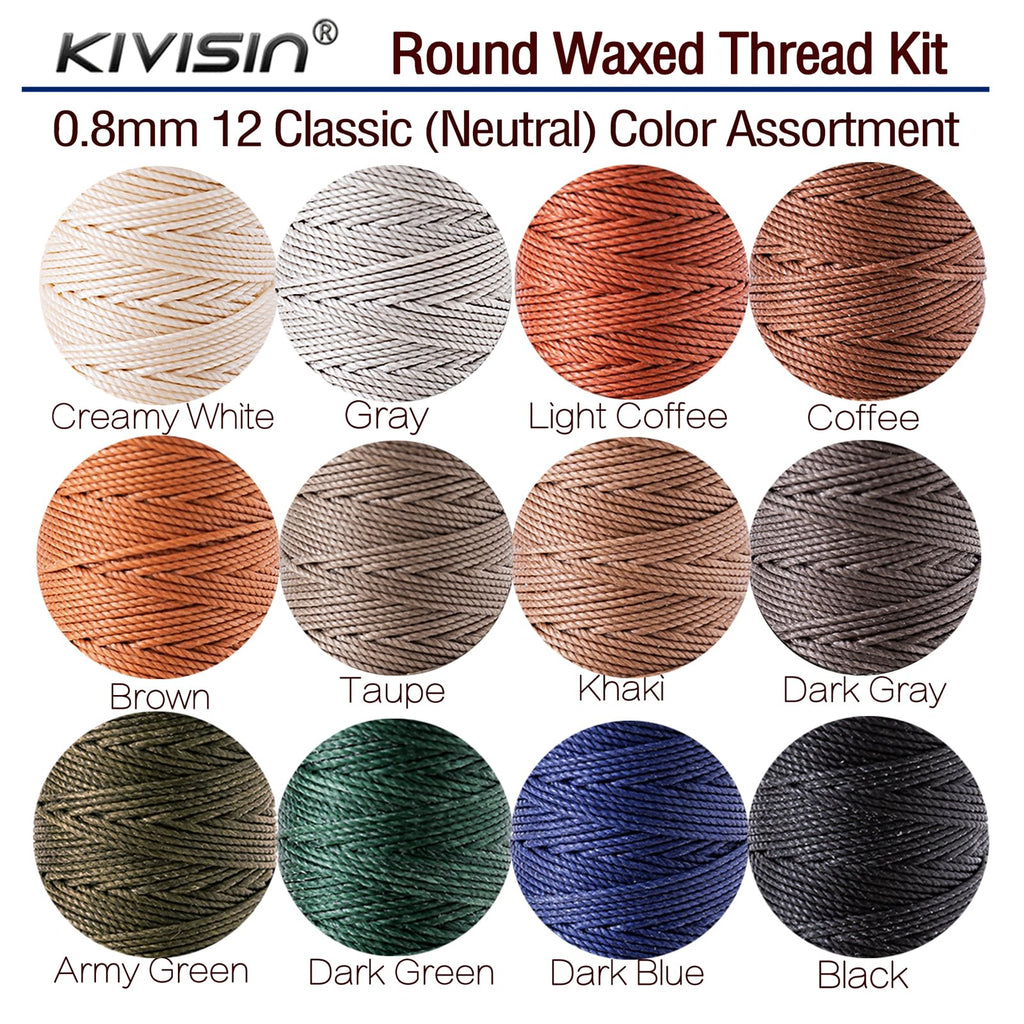 0.8mm Heavy Duty Waxed Polyester Thread for Leather Sewing and Bookbinding
