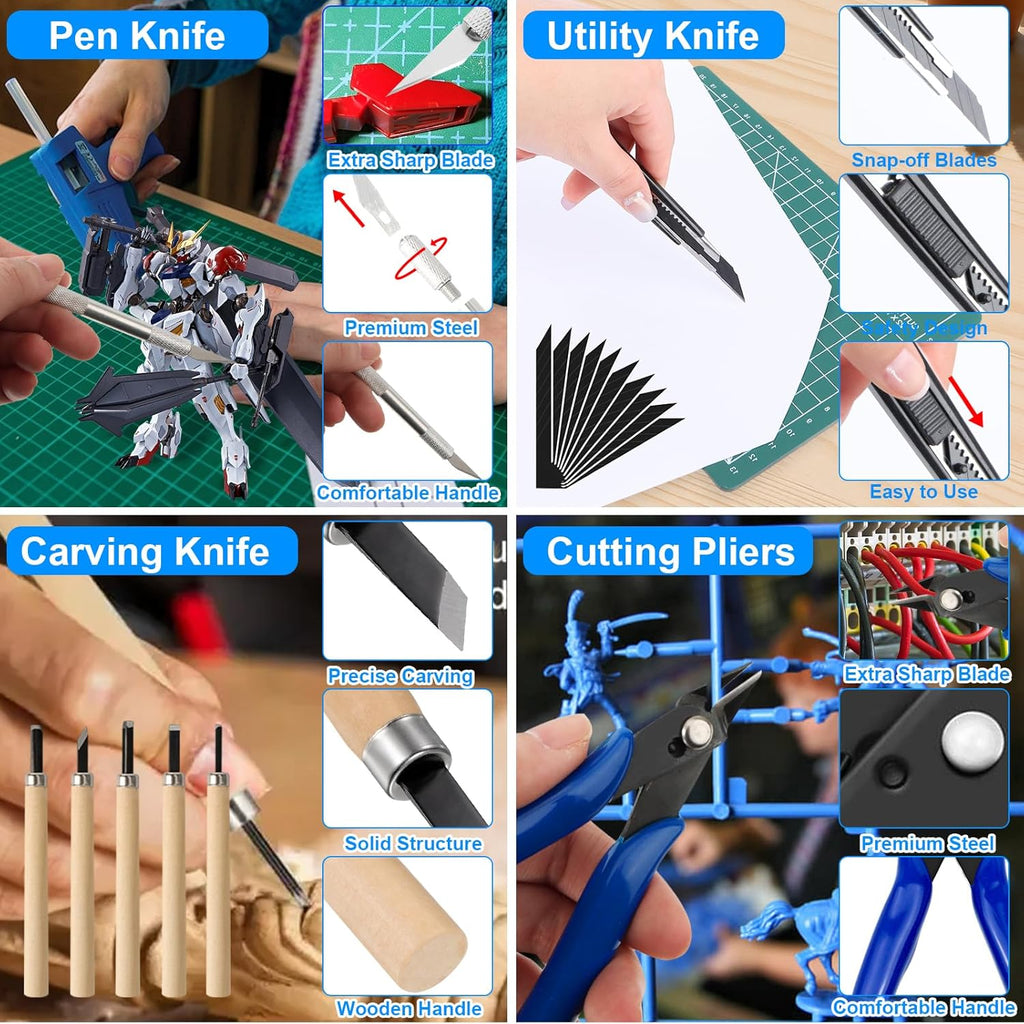 Gundam Tool Kit, 192 Pcs Professional Model Tool Kit for Gundam, Modeling Tools for Models with Decals Sticker