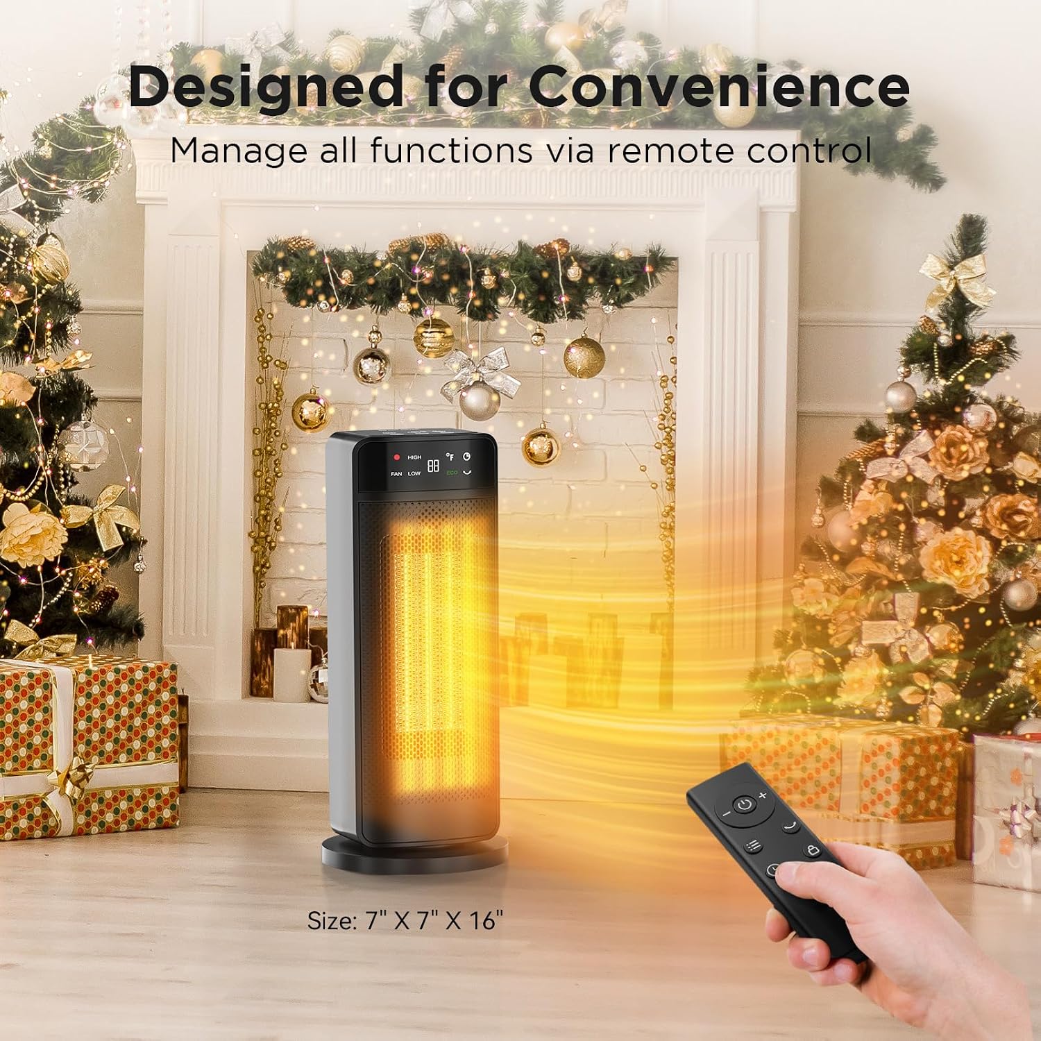 1500W Space Heaters for Indoor Use,PTC Ceramic Electric Heater with Remote | Fast Heating,ECO,59-95°F Digital