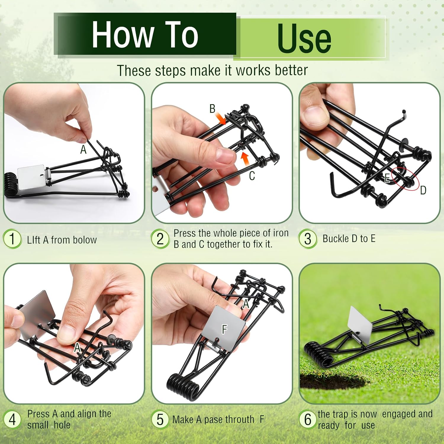8 Set Outdoor Gopher Traps Bulk - Reusable Galvanized Gopher Trap with Red Stick Flags Weather Resistant Mole Vole