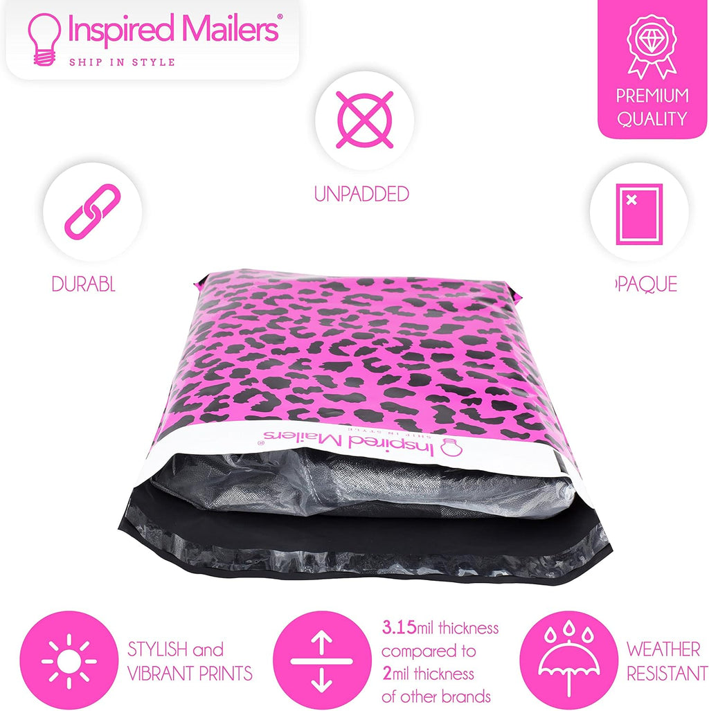 100 Poly Mailers 10x13 - Hot Pink Cheetah -Shipping Bags