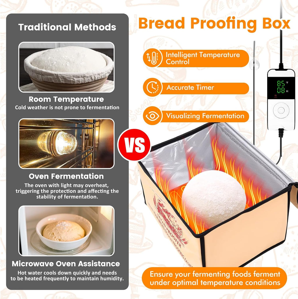 Folding Bread Proofing Warming Box with 50°F to 113°F Temp Control & 12H Timer, Dough Heater Warming Box - 16 x 12 x