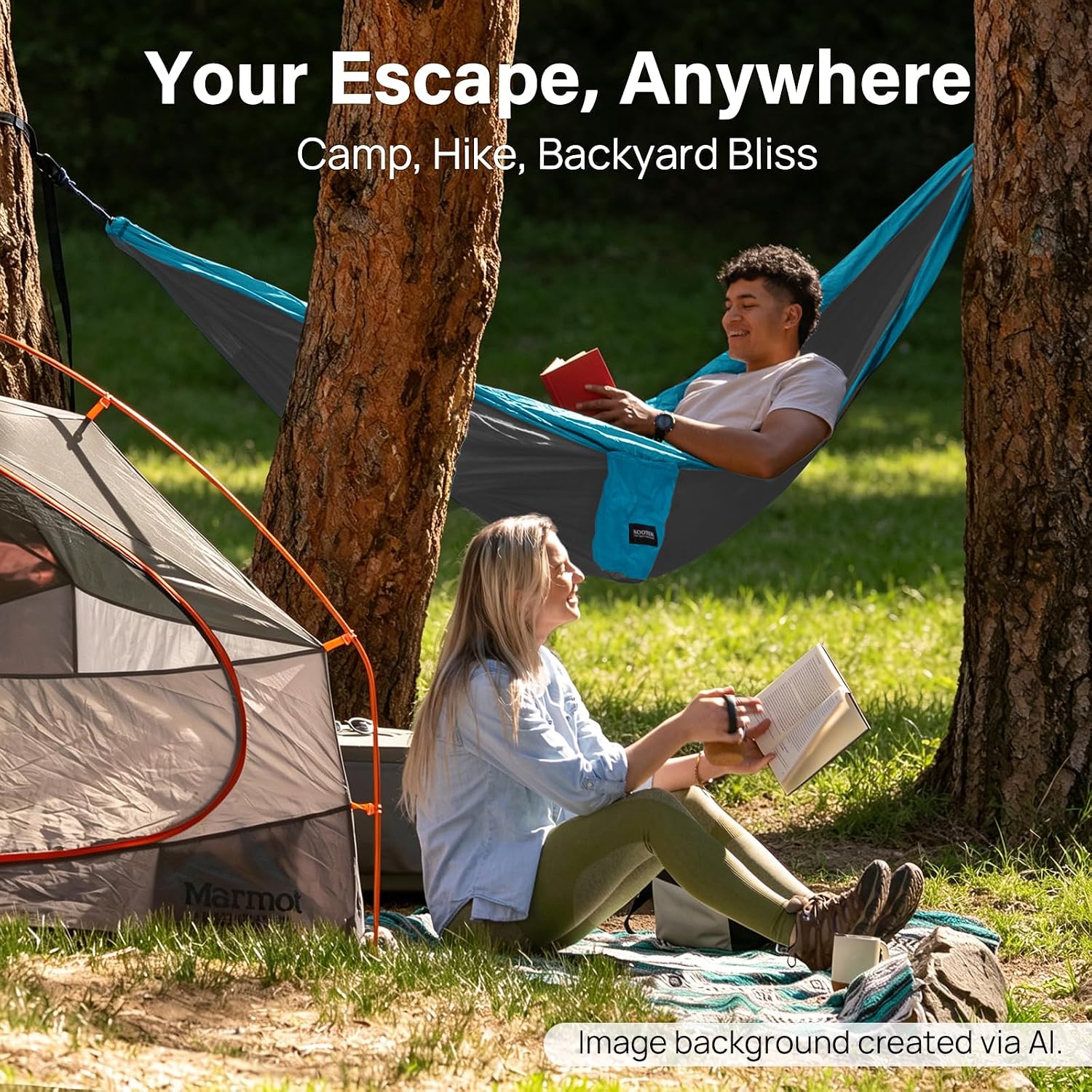 Camping Hammock, Portable Hammocks with Tree Straps & Attached Carry Bag, Camping Essentials Gear, Perfect for