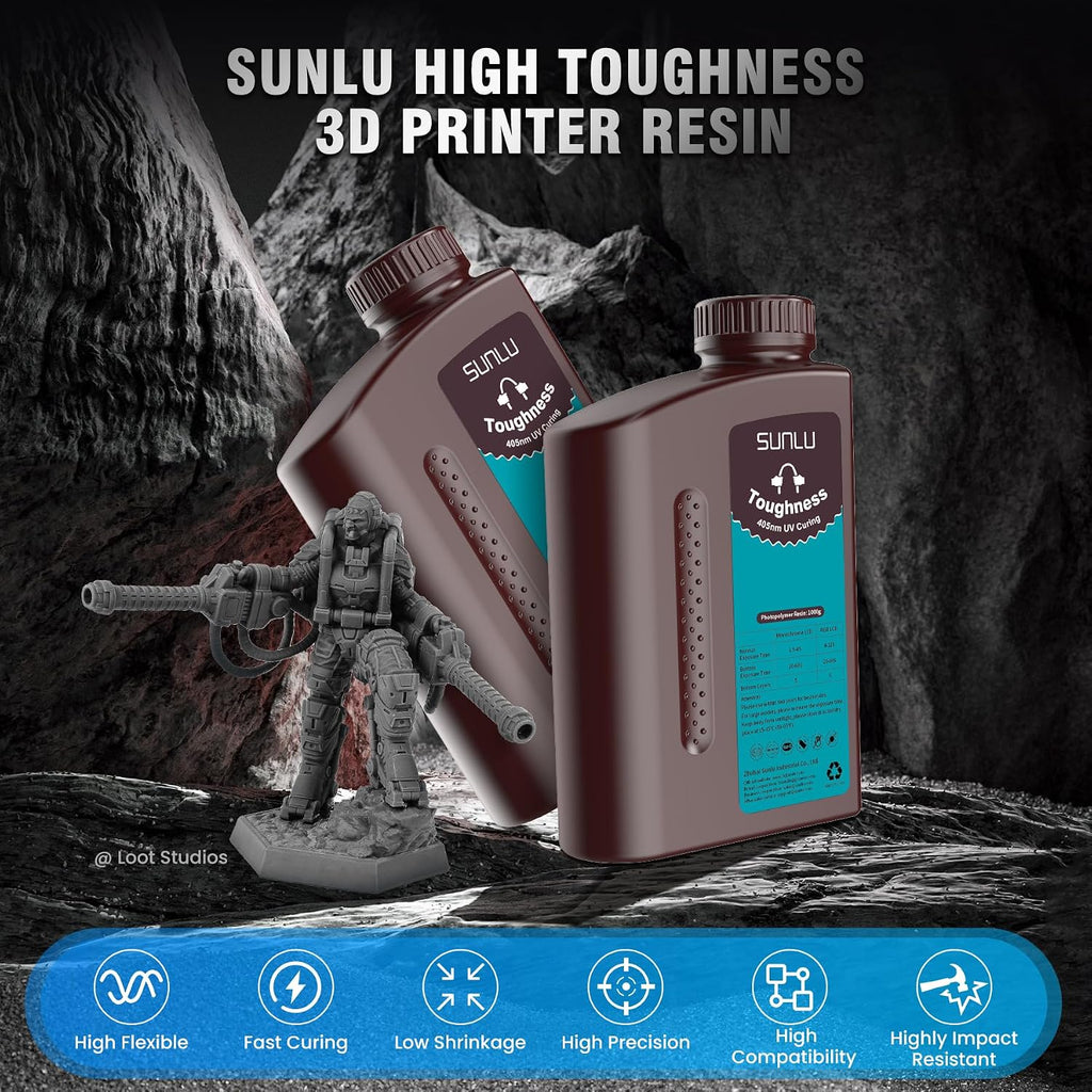 High Toughness 3D Printer Resin, Enhanced Flexible 3D Printing Photopolymer Resin, 405nm UV Fast Curing 3D Resin for