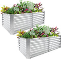 2 Pack 6×3×2 ft Galvanized Metal Raised Garden Bed, 2FT Deep Root Elevated Planter Box Steel Large Vegetable Flower