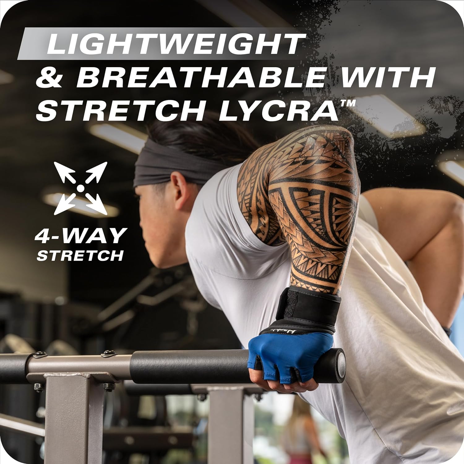 Training Grip Wrist Wrap Gloves - Enhanced Grip & Wrist Support, Breathable Lycra Back, Padded Leather Palm