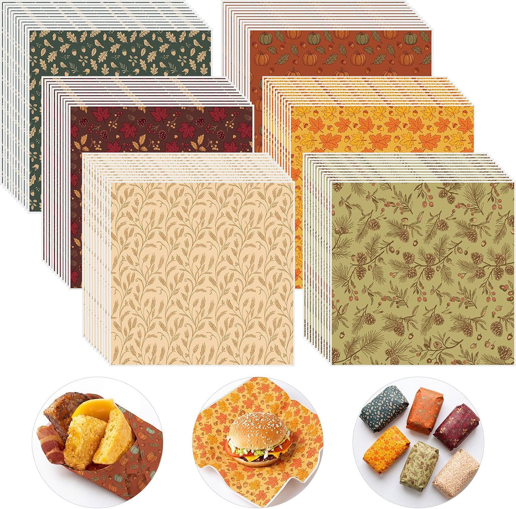 120 Sheets Fall Parchment Paper, 9.8 Inch Wax Deli Liners