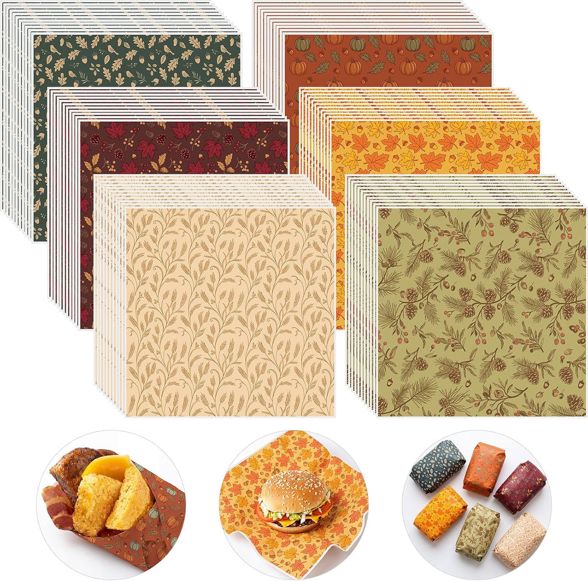 120 Sheets Fall Parchment Paper, 9.8 Inch Wax Deli Liners