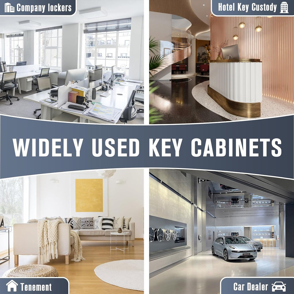 Key Cabinets, Key Organizer Box(64 Keys),Key Cabinet Wall Mount, Key Lock Box Wall Mount for Hotels Offices Property